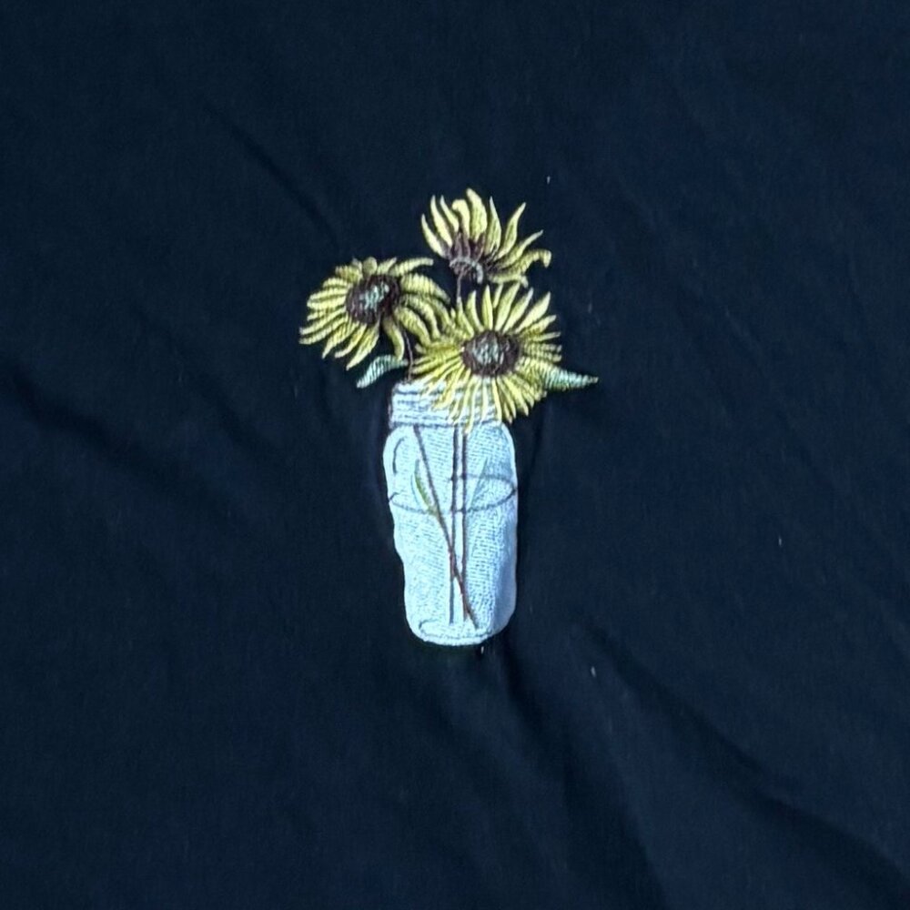 Black crop top with Sunflowers